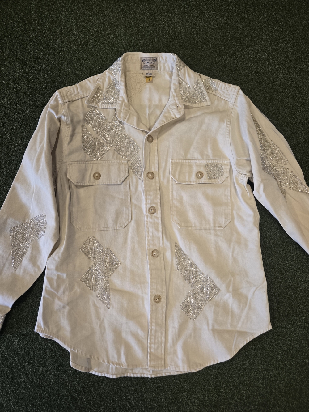Polo Ralph Lauren Embelished Cream Button Down.